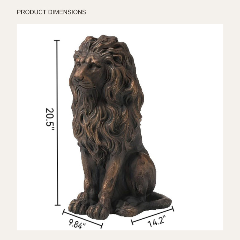 Statue de jardin de lion assis, Brun