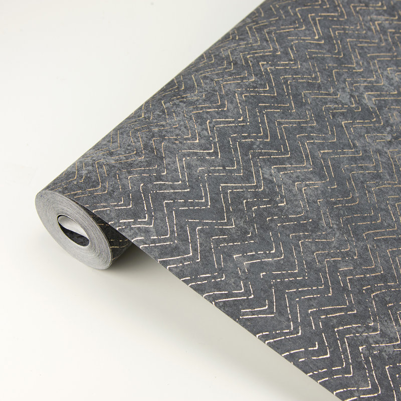 Theodis Non-Pasted Chevron Wallpaper Roll, Charcoal