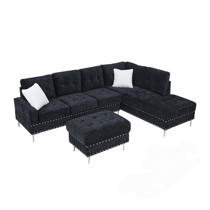 Canapé modulaire 3 places, Chenille bleu marine