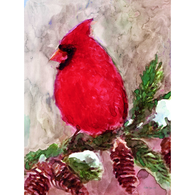 Winter Cardinal - Impression sur toile tendue, H 16 po x l 12 po