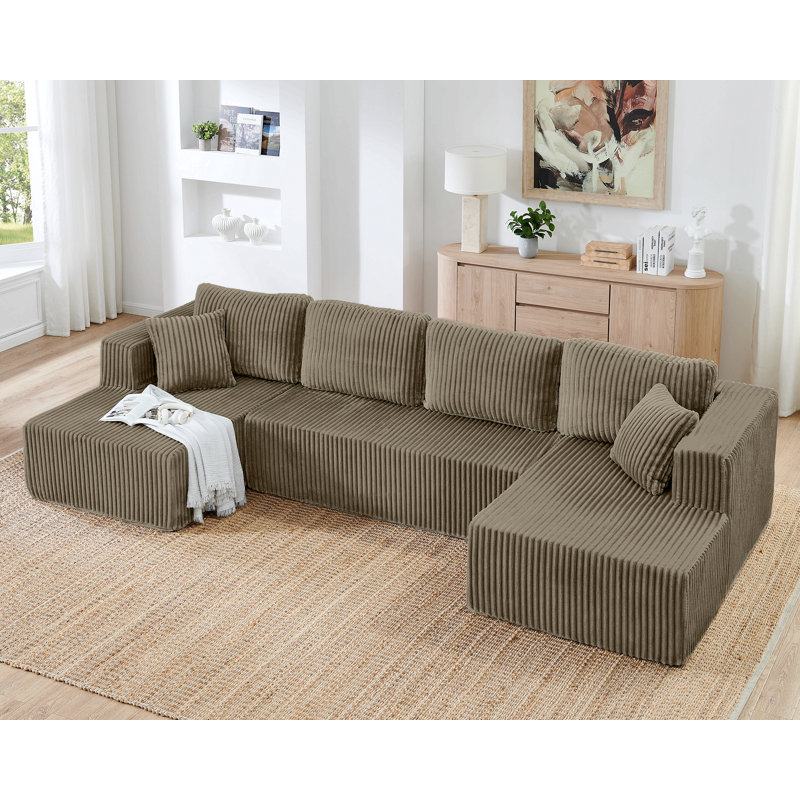Canapé modulaire en forme de U, canapé modulaire compressé en velours côtelé, canapé-lit pour le salon, chambre à coucher, canapé compressé confortable