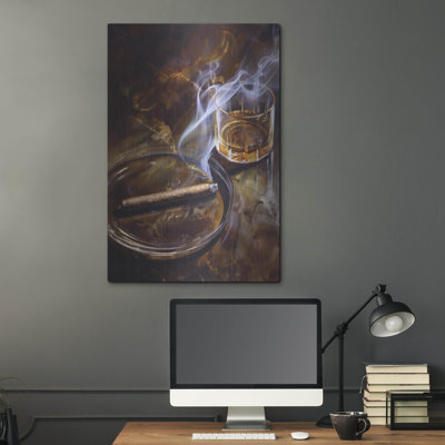 Art mural en métal Winston Porter «Cigare et whisky» par Andreas Magnusson