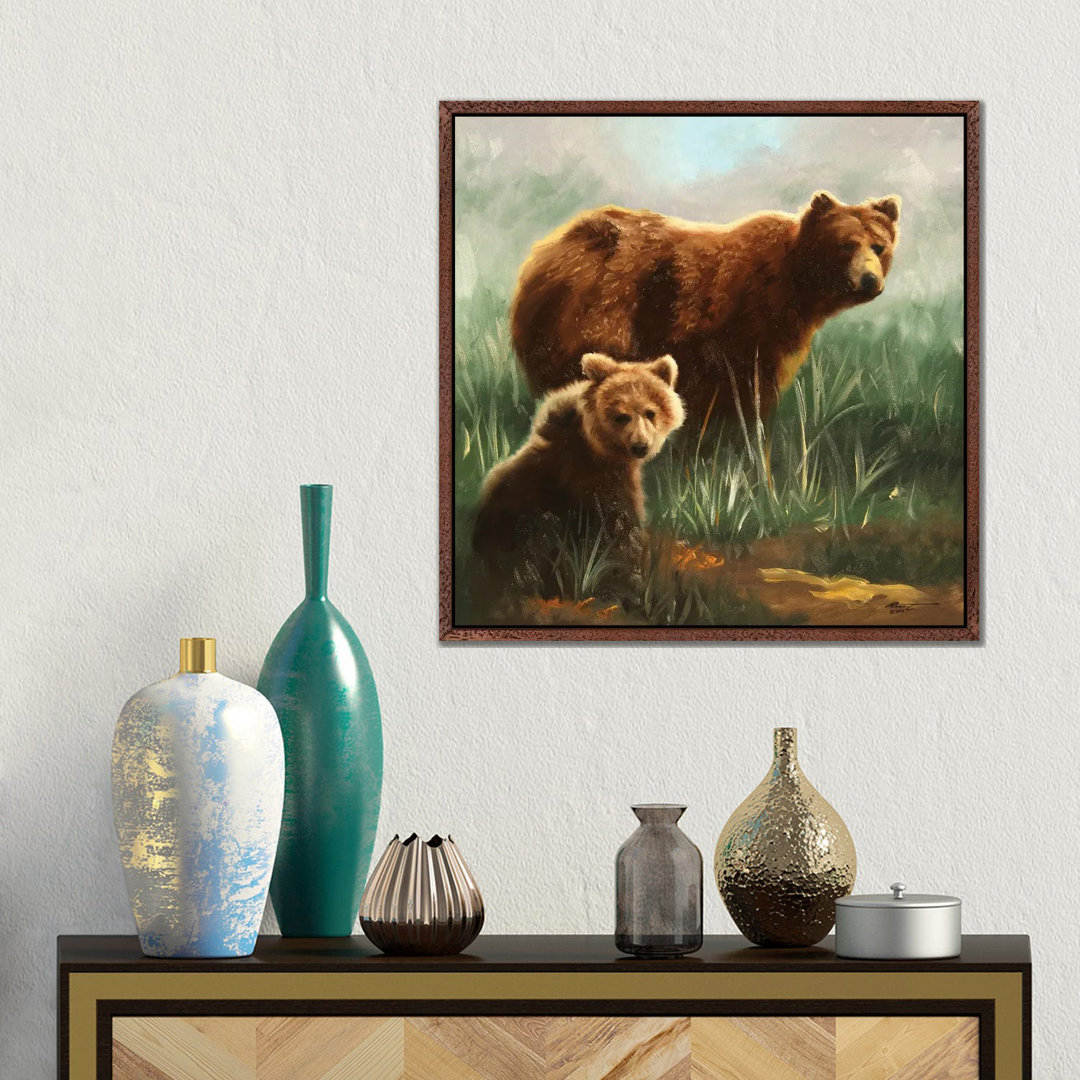 Brown Bears In Grassy Field von D. "Rusty" Rust - Gallery-Wrapped Canvas Giclée