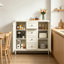 Buffet de rangement 40,16 po, armoire d'appoint autoportante avec 4 tiroirs et 2 portes, armoire à tablettes réglables pour le salon, la cuisine, le vestibule, le couloir et la salle de lavage (beige)