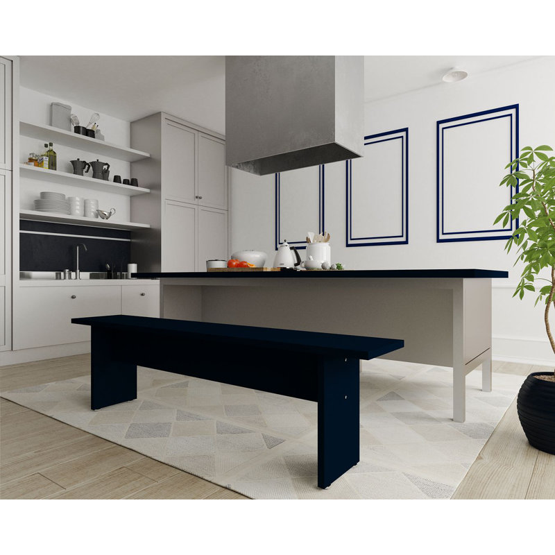 NoMad 68" Modern Dining Bench in Midnight Blue, Blue