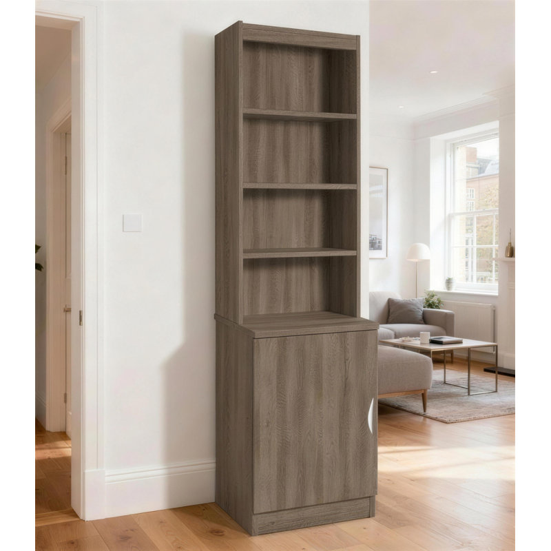 Archibald 1 -Door 3 -Shelf Storage Cabinet, Grey Nebraska