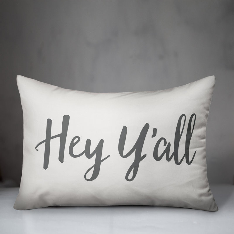 Textual Outdoor Throw Pillow, White/Gray