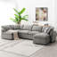 Lit en chenille 6 places, modulaire avec, combinaison, coussin en éponge, économiseur d'espace dans le salon, canapé modulaire gris, convertible en canapé-lit, rembourré Essential, épargnant,-121077276