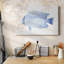 Toile tendue bleue et blanche avec poissons tropicaux III
