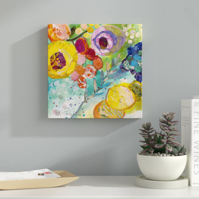 «Bold Blooms II», peinture sur toile, H 12 po x l 12 po