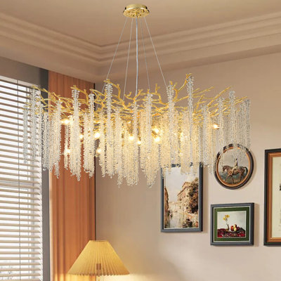 Luminaire de lustre en cristal moderne, lustre en forme de branche d'arbre de cristal pour salle à manger, îlot de cuisine, salon, 8 lumières