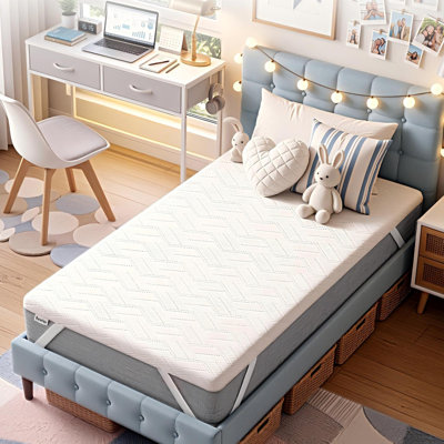 4 Inch Gel Memory Foam Mattress Topper with Cooling Ice Silk Washable Cover, Medium Plush Support Bed Topper for Back Pain and Pressure Relief, Twin XL Dorm Mattress Pad