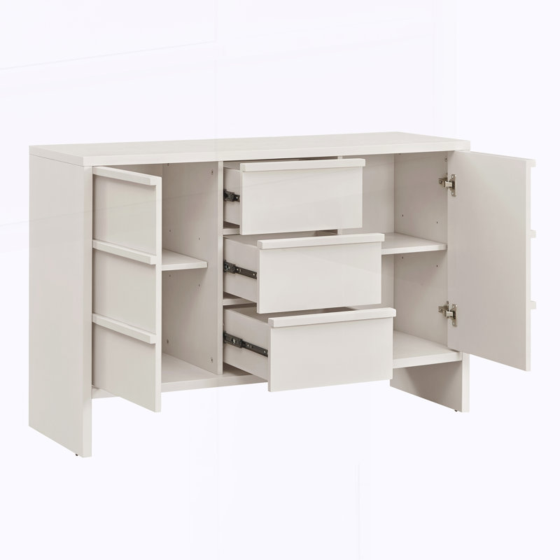 Buffet Mid-Century moderne avec rangement, White