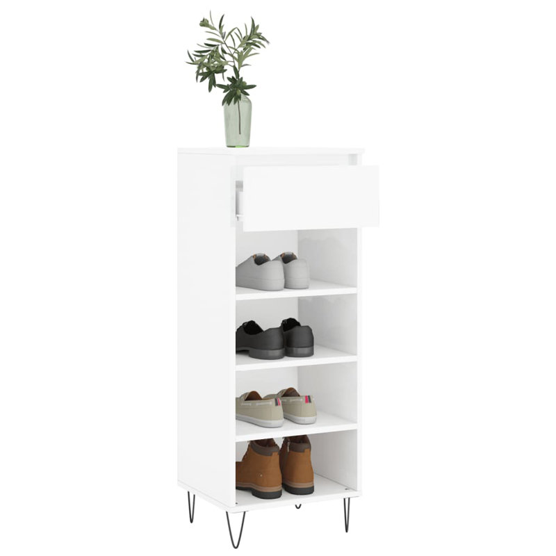 4 Pair Shoe Storage Cabinet, High Gloss White