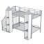 Lit superposé simple en métal en forme de château avec garde-robe et multiples rangements, gris et blanc-1957376128