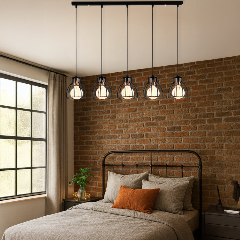 Luminaire suspendu pour îlot de cuisine à 5 lumières à hauteur réglable