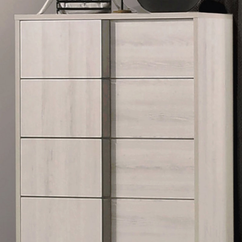 Commode de style contemporain 1pc avec poignées verticales chromées et tiroirs en queue d'aronde