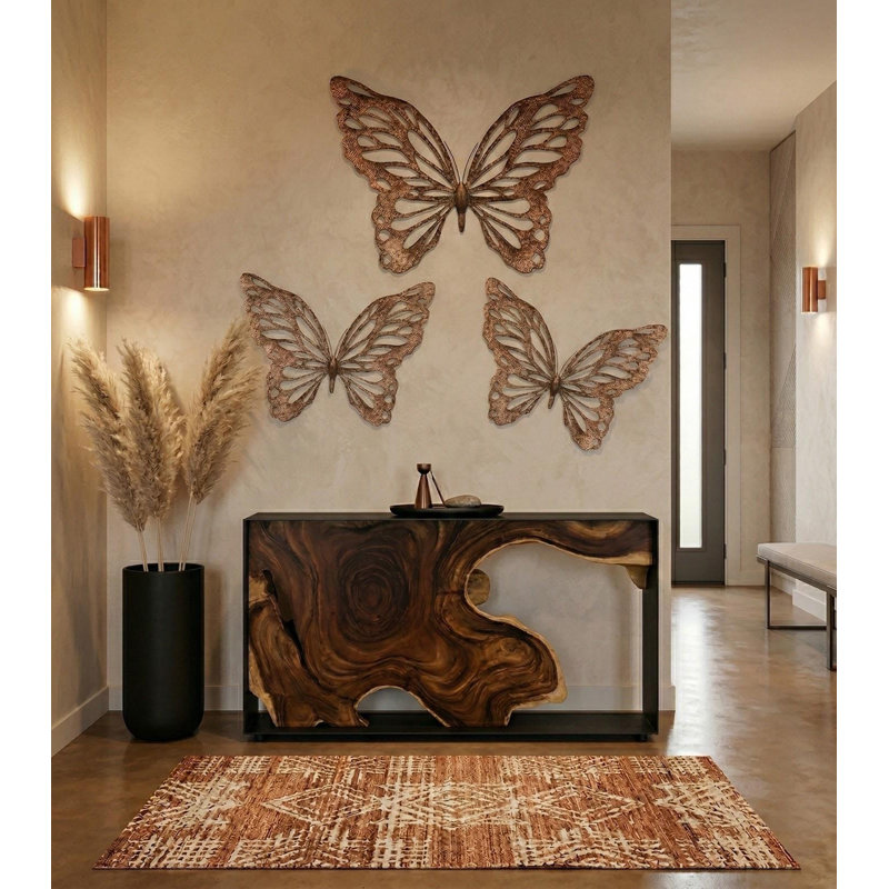Butterfly Wall Art, Copper/Black, Metal, 30" H x 39" W x 1" D