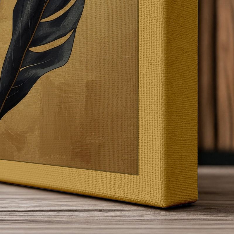 Single Stem in Light Botanical - Wrapped Canvas, 18x12 - 45.7 x 30.5 cm, Ochre Border