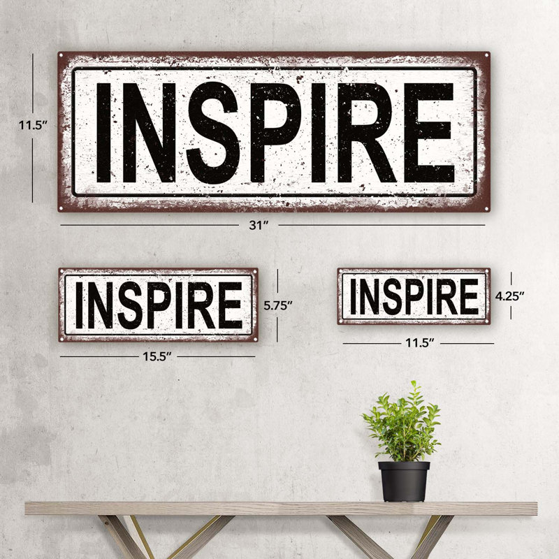 «Inspire» sur métal, H 5,75 po x l 15,5 po