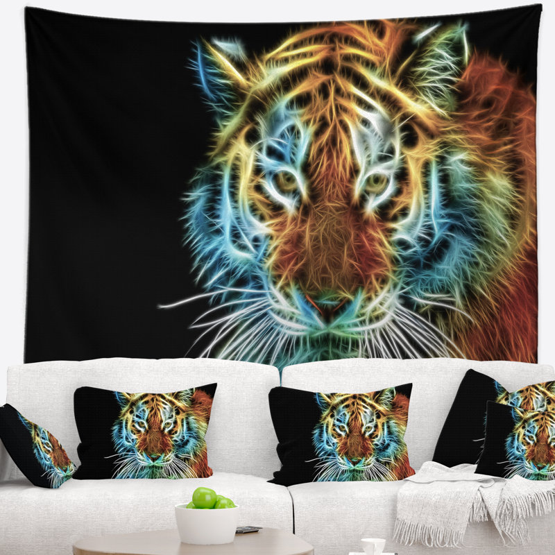 Tête de tigre illuminée, H 50 po x l 60 po