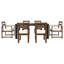 Ensemble 7 pièces de table de patio et chaises, ensemble de table de salle à manger en bois pour 6 avec trou pour parasol-1339593007