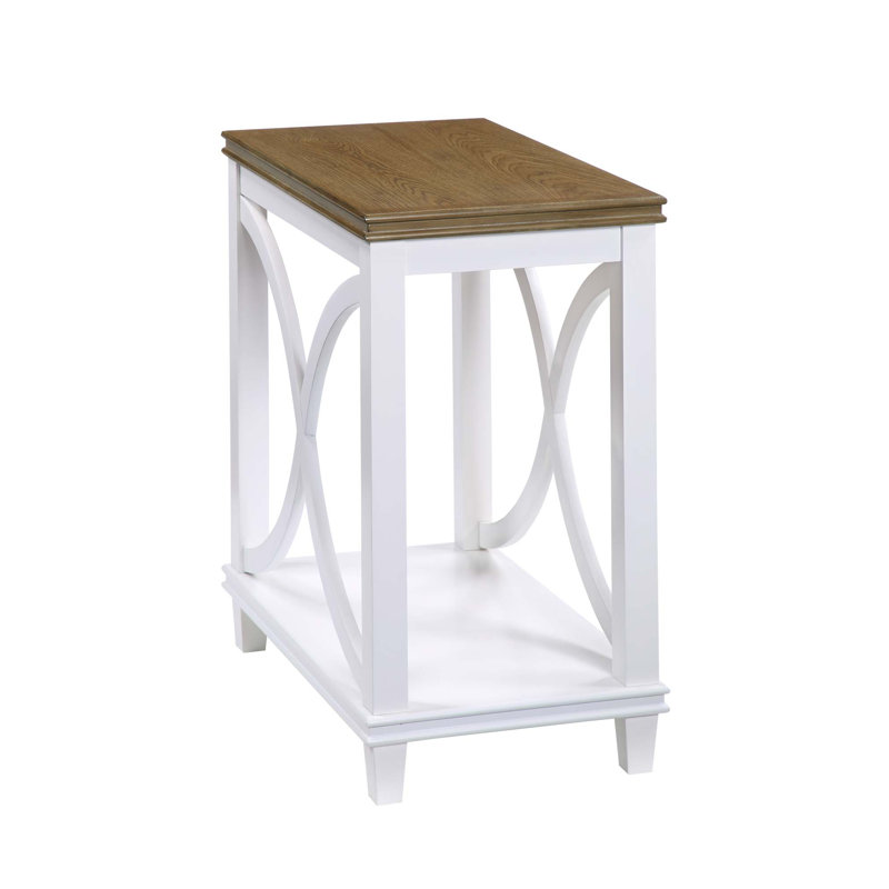 Table de bout avec rangement et cadre en bois massif 24 po Pettegrow, Bois flottant / blanc