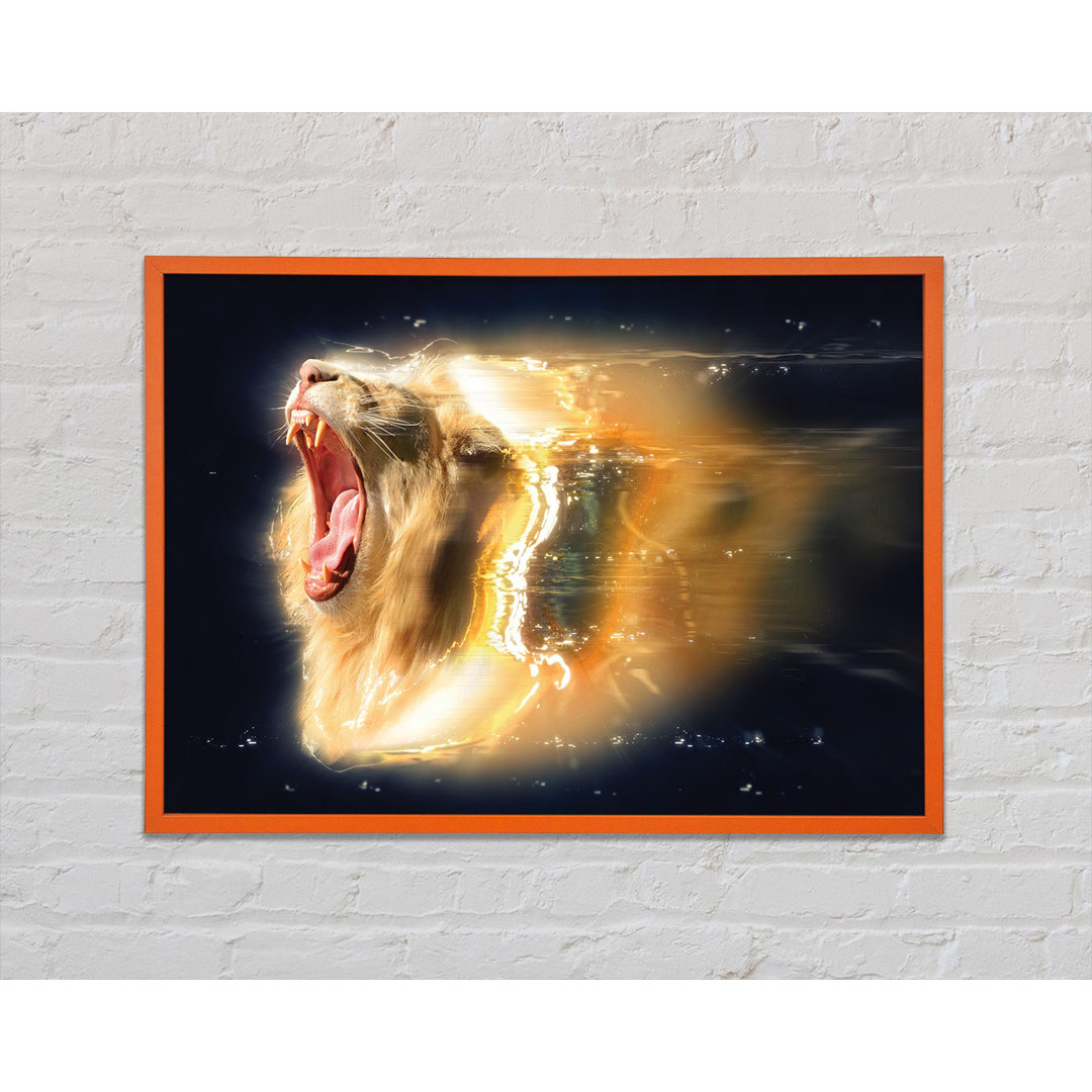 Lion Roaring Light Gerahmter Druck Wandkunst