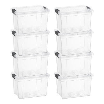 Latitude Run® Clear Storage Bins with Lids, 8 Pack- Plastic Storage Boxes for Home