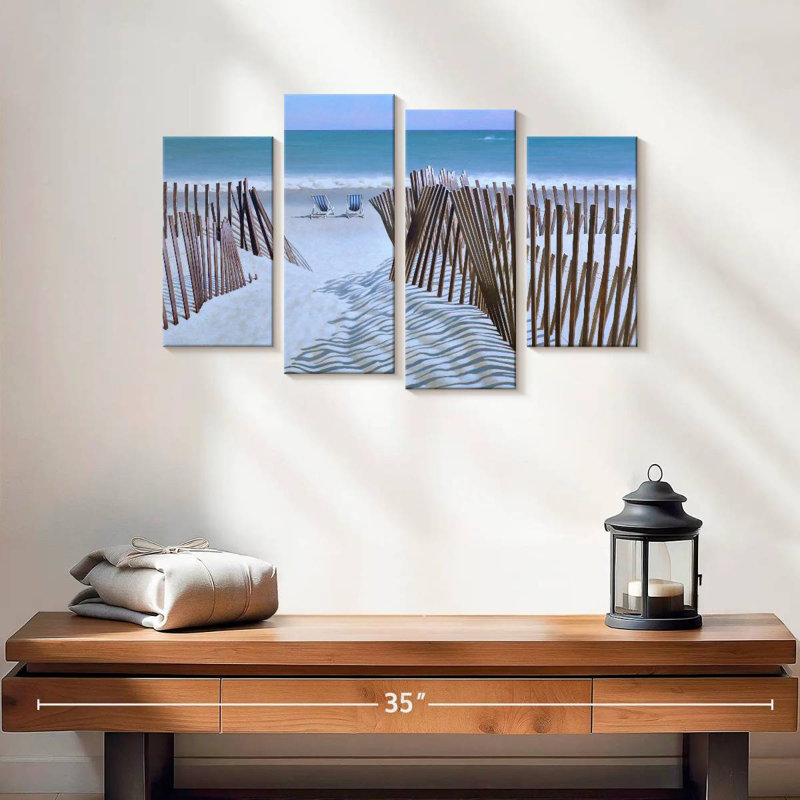 Snow Fence With Two Chairs, 14" H x 24" W