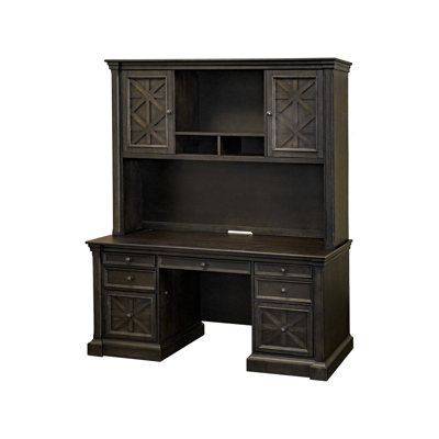 Maja Traditional Wood Hutch With Doors, Storage Hutch, Office Storage, Fully Assembled, Dark Brown