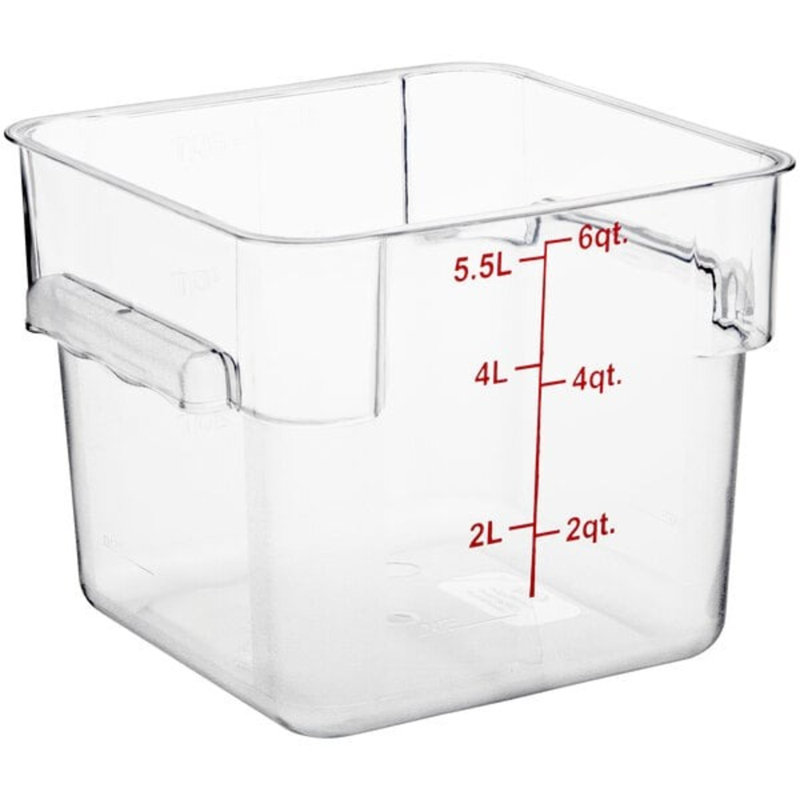 Vigor 12 pte Contenant alimentaire transparent en polycarbonate transparent et couvercle bleu - paquet de 6