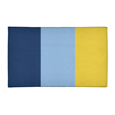 Tapis bleu marine/bleu clair/jaune tissé à plat Tampa Bay