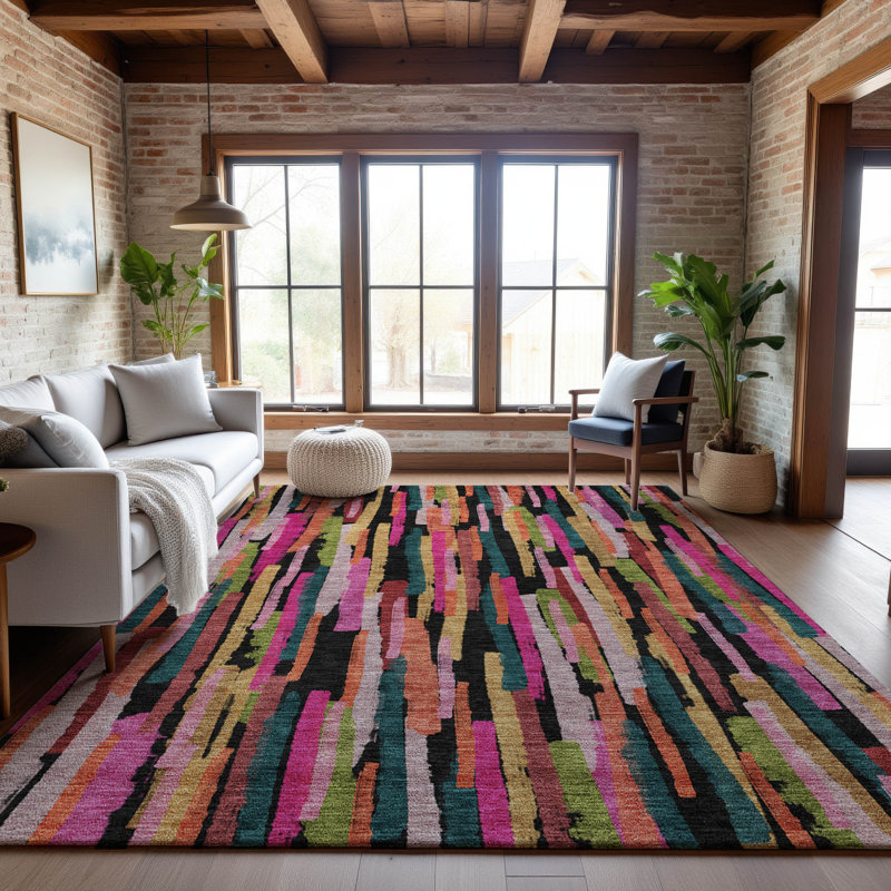 Tapis à rayures de qualité supérieure lavable à la machine Dahl AMF1079, Rectangle 2 pi 6 po x 3 pi 10 po
