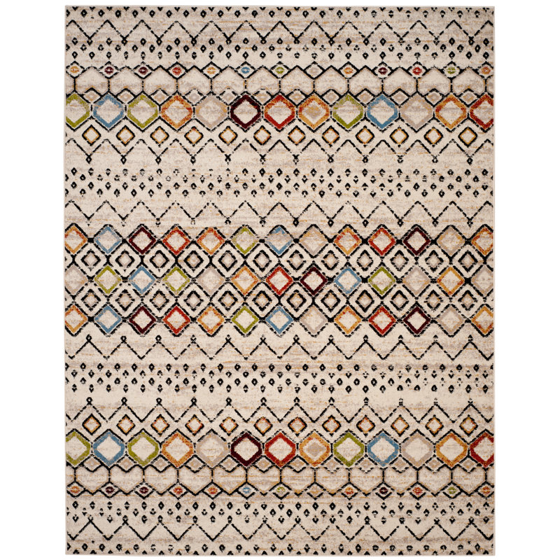 Tapis performance à motif sud-ouest Aird, Rectangle 8 pi x 10 pi,   Ivory/Multi