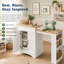 Table de couture extensible 49 po avec armoire de rangement et station de charge, station de bricolage multifonctionnelle avec tablette latérale à 3 niveaux, station d'alimentation cachée pour animaux