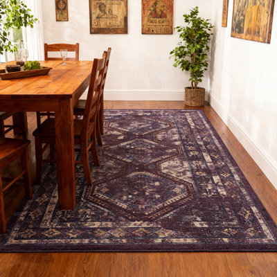 Vintage Burgundy Area Rugs 4x6ft, Washable Rug Non Slip, Low-Pile Soft Distressed Floor Mat for Living Room, Bedroom, Kitchen, Office, Dorm, Dinning Room