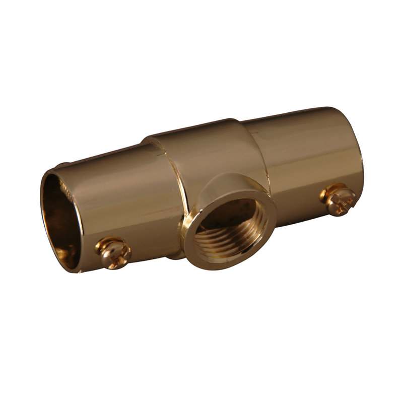 Shower Rod Ceiling Tee, Polished Brass