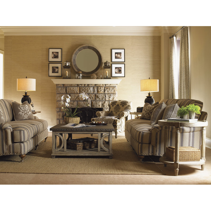 Elegant Traditional Square Wood and Metal Cocktail Table in Taupe-Gray