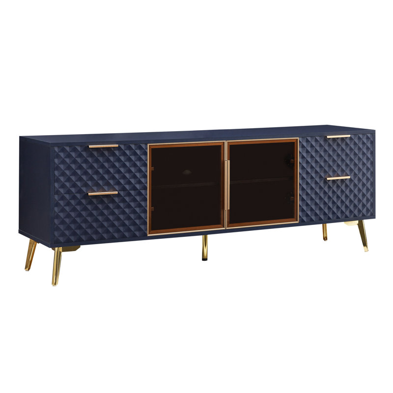 Meuble télé 4 tiroirs Deluxe, Bleu