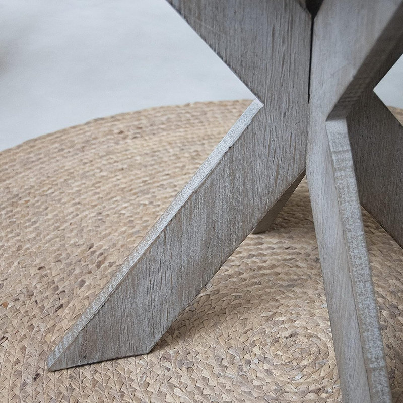 Vintage Grey Round Wood Cross Leg End Table