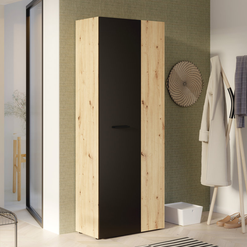 Shilu 2 Door Manufactured Wood Wardrobe, Black/Oak