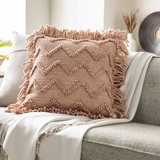 Fringed Wool Blend Reversible Pillow Cover