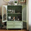 Armoire de rangement Mint Green Farmhouse avec portes en verre arquées