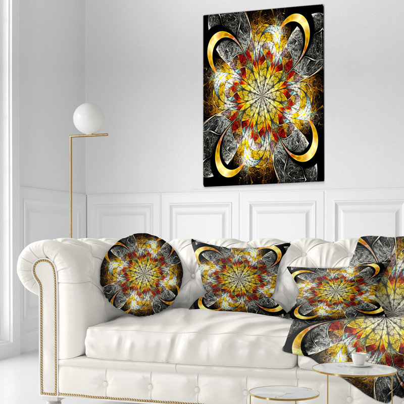 Fleur d'or symétrique - coussin à imprimé floral