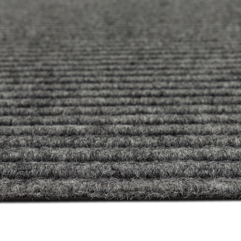 Double Play Ribbed Low Pile Moisture Absorbant Stain/Fade Resistant Non-Slip Indoor/Outdoor Doormat, 24" x 60", Sky Gray