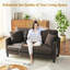 Modern 148cm Teddy 2-Seater Sofa with Square Armrests and Two Throw Pillows-1803558456