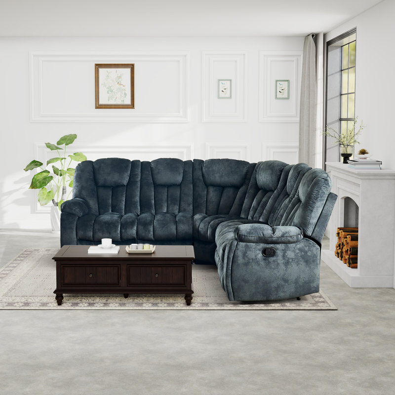Canapé modulaire inclinable manuel en microfibre 5 pièces avec 2 porte-gobelets cachés et sièges inclinables réglables