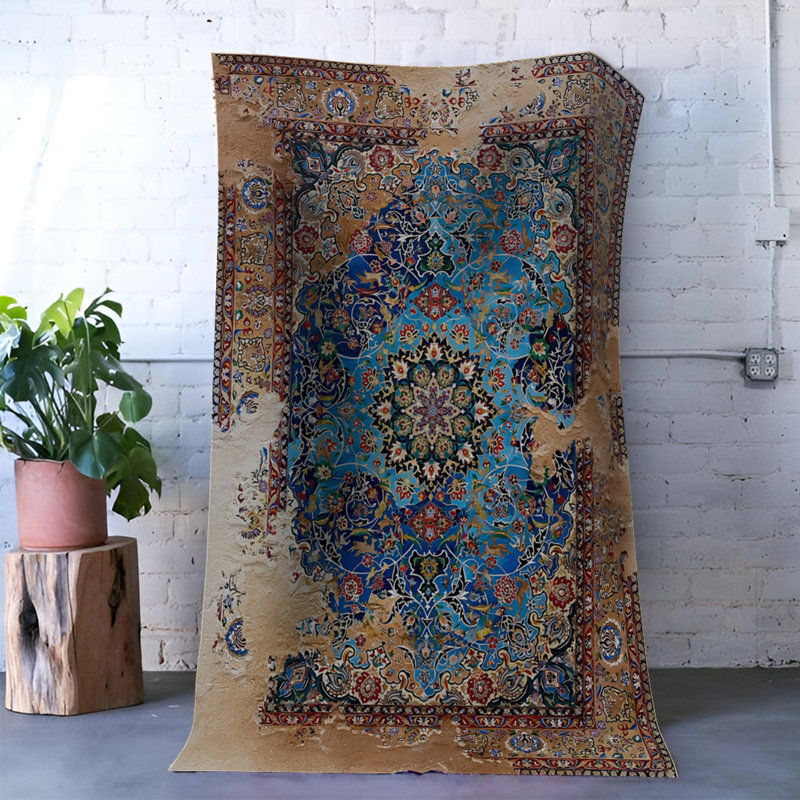 Tapis d'intérieur / extérieur en polypropylène tissé à la machine Ruthella, Rectangle 4 pi 11 po x 8 pi 2 po