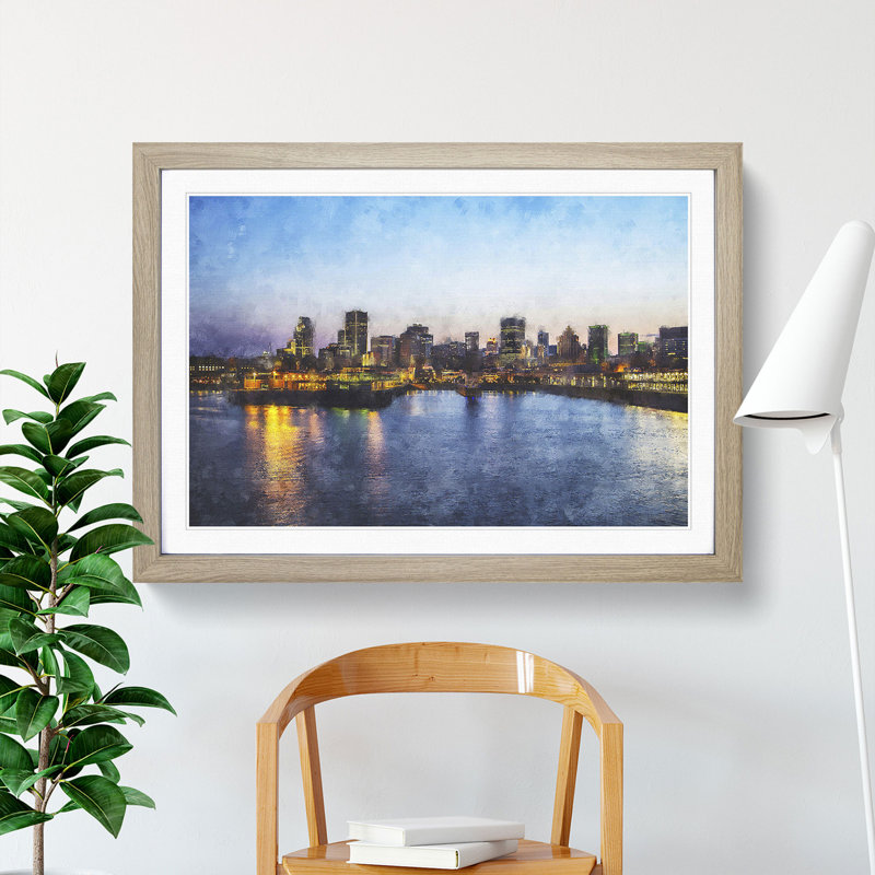 Montreal Skyline Vol.1 - Picture Frame Graphic Art, 27cm H x 36cm W x 2cm D, Oak